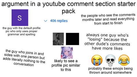 youtube comments starter pack|argument in a youtube comment section starter pack.